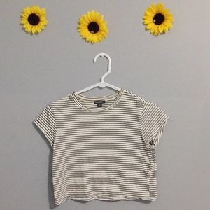 Black and white striped crop top